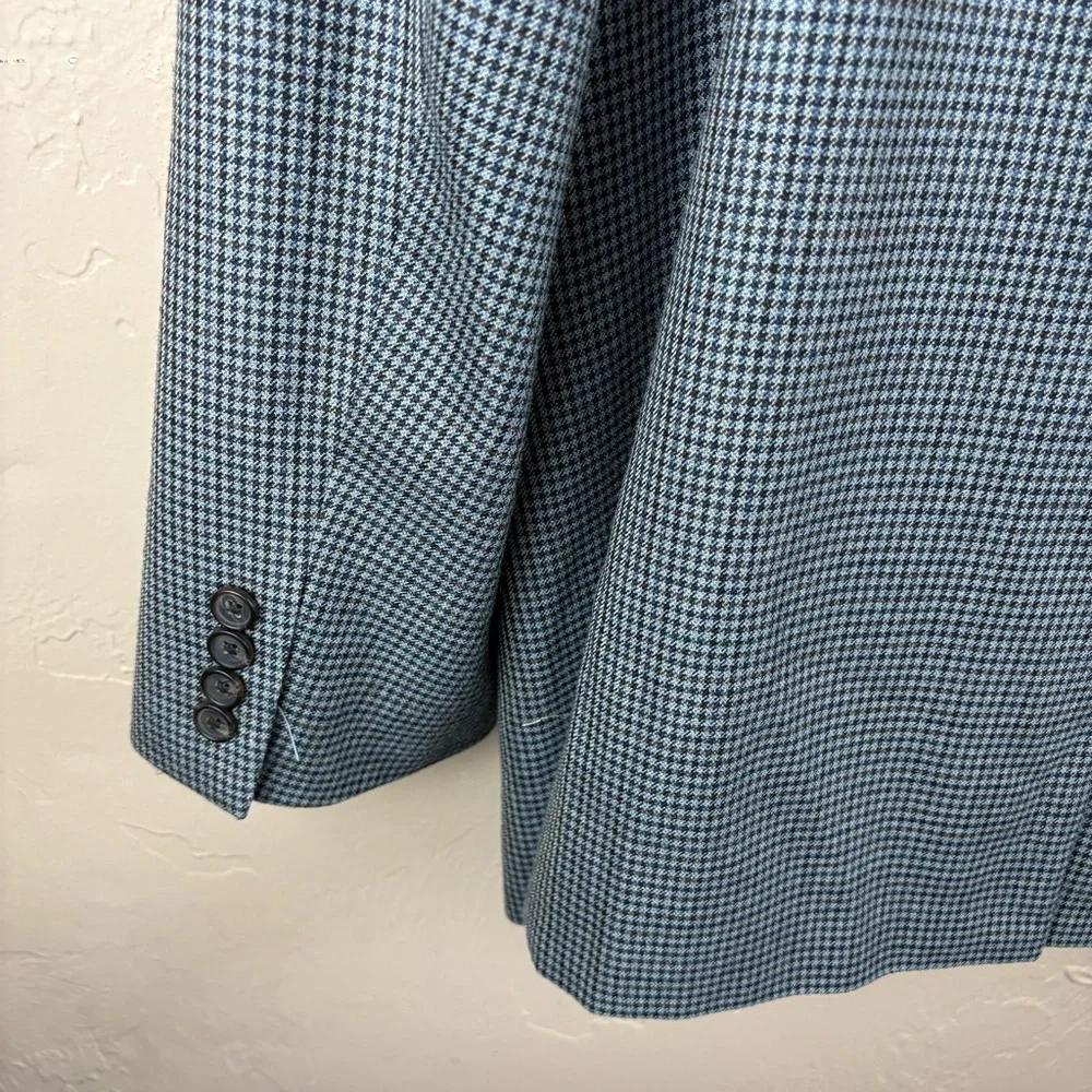 Lauren Ralph Lauren Men's Gray Blue Houndstooth Checkered Blazer Sports Coat 46L